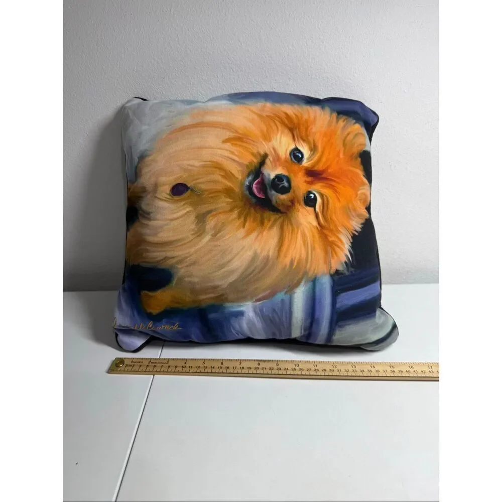 Pomeranian Dog By Robert McClintock Decorative Throw Pillow Puppy Print  Cushion